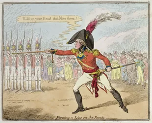 Een Lijn Vormen op het Paradeplein, uitgegeven door Hannah Humphrey in 1801