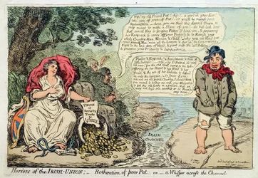 Verschrikkingen van de Ierse Unie: Last van Arme Pat, of Een Fluistering over het Kanaal, gepubliceerd door Hannah Humphrey