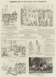 Humoristische kunst op de Royal Naval Exhibition