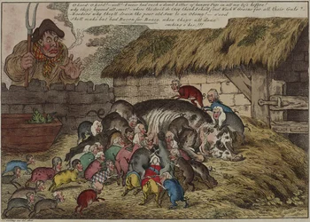 Meer Varkens dan Tepels, ofde nieuwe Toom hongerige knorrende biggen, die John Bull