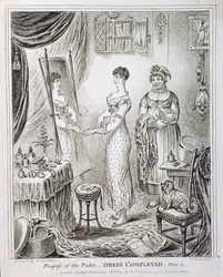 Voortgang van het toilet, of jurk voltooid, gepubliceerd door Hannah Humphrey in 1810