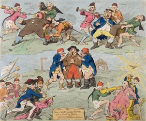 Sans-Culottes voeden Europa met het brood van vrijheid, gepubliceerd door Hannah Humphrey in 1793