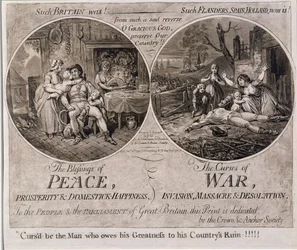 De Zegeningen van Vrede en De Vloeken van Oorlog, gepubliceerd door Hannah Humphrey in 1795