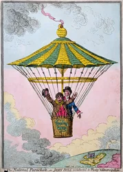De Nationale Parachute, of John Bull geleid naar Overvloed en Emancipatie, gepubliceerd door Hannah Humphrey
