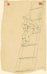 Jongen op een ladder