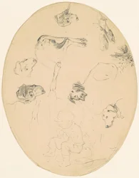 Studies van Honden en een Zittende Jongen (recto)