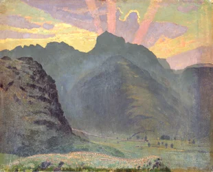 Zonsopgang in het Lake District, 1915