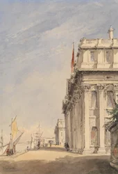De gevel van het Royal Naval College, Greenwich