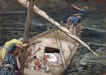 Christus slaapt tijdens de storm, illustratie voor Het Leven van Christus