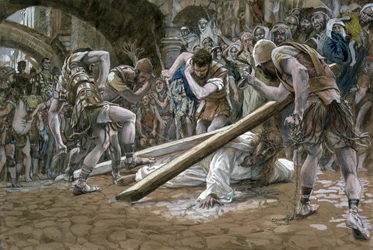 Christus valt onder het kruis, illustratie voor Het leven van Christus, ca. 1884-96
