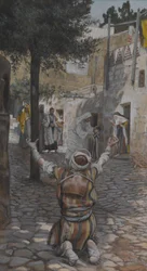 Genezing van de melaatsen in Kafarnaüm, illustratie uit Het leven van onze Heer Jezus Christus
