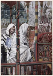 Jezus onderwijst in de synagoge, illustratie voor Het Leven van Christus