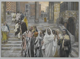 De discipelen bewonderen de gebouwen van de tempel