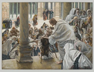 De genezing van de lamme in de tempel, illustratie voor Het Leven van Christus