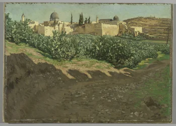 De zuidwestelijke hoek van de Esplanade van de Haram, De oude tempel, illustratie uit Het leven van onze Heer Jezus Christus