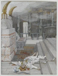 Zacharias gedood tussen de tempel en het altaar, illustratie uit 