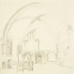 Interieur van de kapittelzaal van de kathedraal van Bristol