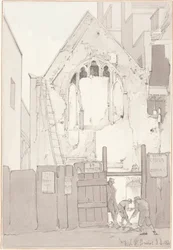 De ontdekking van een oostraam van de Allerheiligenkerk, achter High Street, Bristol