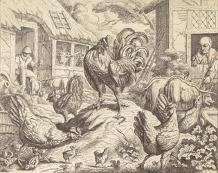 De haan en de edelsteen, uit de fabels van Aesopus, ca. 1760.