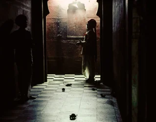 Heilige ratten bewonen de Karni Mata-tempel voor de hindoegodin Bhagwati Karniji in Deshnoke, Rajasthan, India