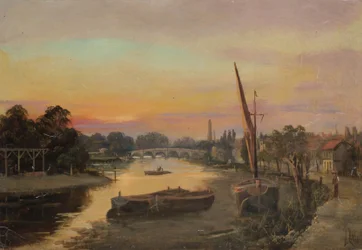 Kew bij zonsondergang - Kew Bridge