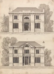 Voorbereidende tekening voor Ontwerpen 5 en 6, Plaat 3 uit Een Verzameling Ontwerpen voor Landelijke Toevluchtsoorden