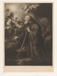 Knielende heilige Franciscus van Paola in gebed