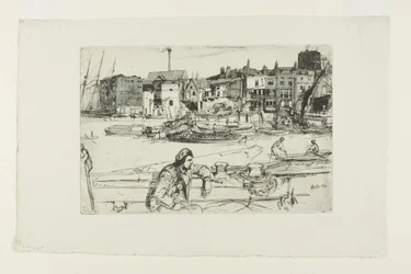 Black Lion Wharf, uit Een Serie van Zestien Etsen van Scènes aan de Theems (de "Thames Set")
