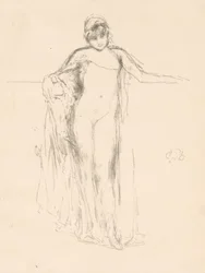 Gedrapeerd model, staand