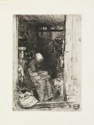 De oude vrouw met lompen