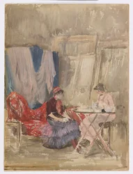 Notitie in roze en paars–Het atelier