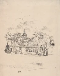 Het Pantheon vanaf het terras van de Jardin du Luxembourg