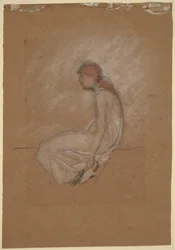 Zittende vrouw met rood haar