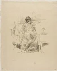 De gedrapeerde figuur, zittend