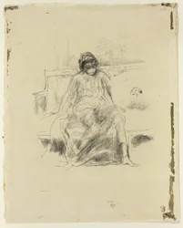De gedrapeerde figuur, zittend