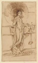 Vrouw met parasol (schets van „Harmonie in blauw en goud“)