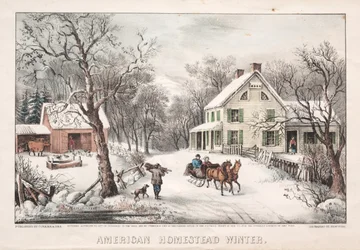 Amerikaanse boerderij, winter, 1868