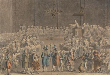 Een doop in het Vaticaan met Zwitserse Pauselijke Garde, enz.