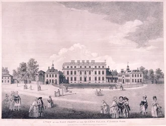 Oostelijke voorzijde van Buckingham House, Westminster, Londen, 1796