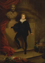 Meester Betty als Hamlet, voor een buste van Shakespeare