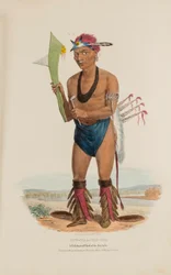 CUT-TAA-TAS-TIA; Een gevierd opperhoofd van de Fox stam, uit de Aboriginal Portfolio