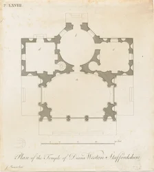 Weston-under-Lizard - De Tempel van Diana: gravure