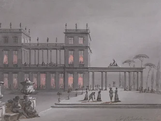 Een Italiaans Feest: Figuren op het Terras van een Palazzo