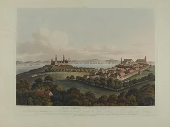 Denemarken 1807: Het beleg van Kopenhagen, gegraveerd door Robert Pollard (1792-1867) en Joseph Constantine Stadler (1780-1812) gepubliceerd in 1807