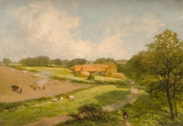 Landschap met boerderijgebouwen