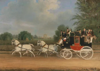 De Londen-Faringdon koets die Buckland House, Berkshire passeert