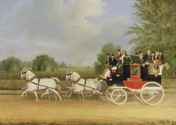 De London-Farringdon Koets die Buckland House, Berkshire Passeert