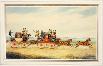 De Royal Union Coach passeert de Alexander Leeds Coach