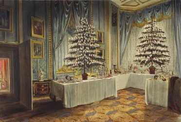 Kerstbomen van de hertogin van Kent en de koninklijke kinderen in Windsor Castle, 1850