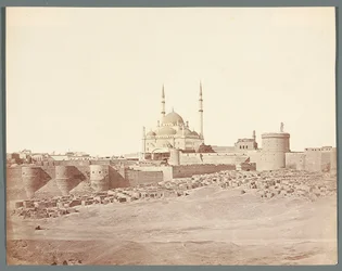 Egypte. Caïro. Algemeen gezicht op de Citadel met de albasten moskee van Muhammad Ali (1830-1848)